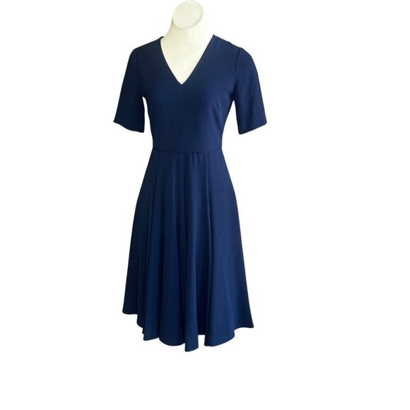 Gal Meets Glam Kate Navy Blue Fit and Flare Corporate Retro A Line Dress Size 2 - Picture 1 of 10